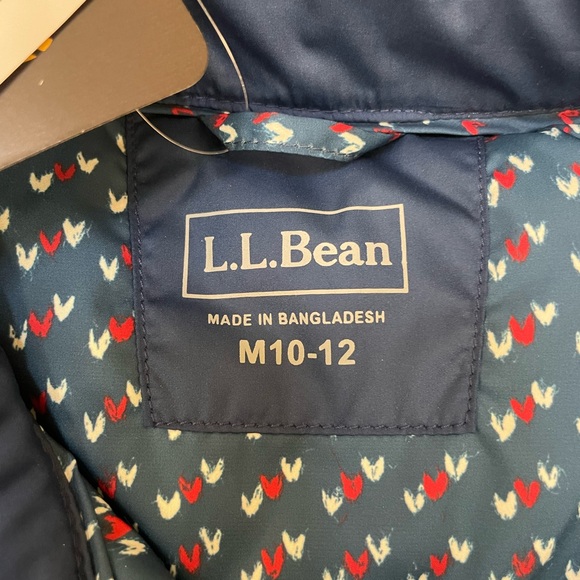 NWT L.L. Bean Down Field Vest Puffer Blue Kids Size Medium 10/12 Unisex - Picture 3 of 8